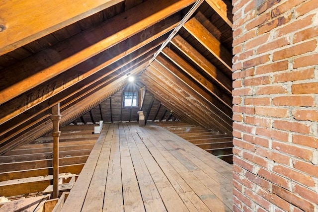 view of unfinished attic