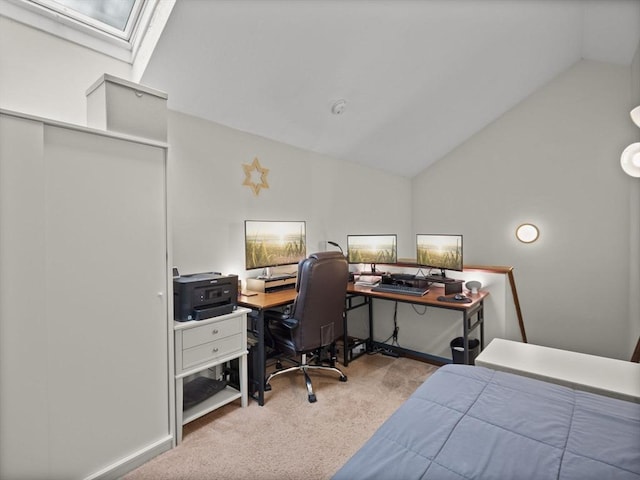 49 Meadow Pond Dr Unit I, Leominster, MA 01453 - bedroom with carpet floors, vaulted ceiling, a skylight, and an office area