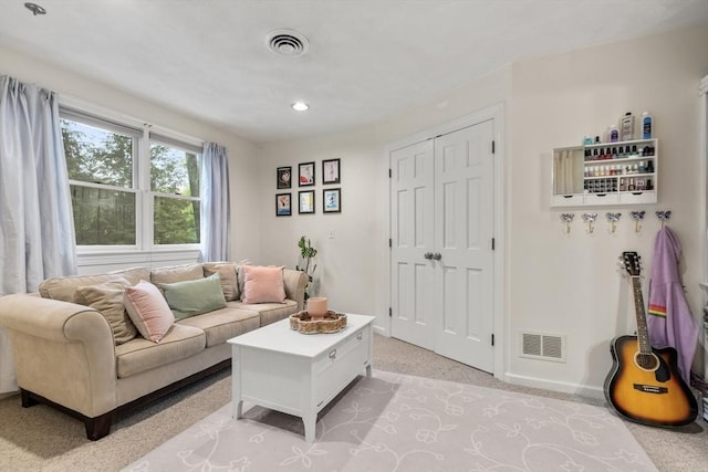 27 Bowker Dr, Sudbury, MA 01776 - living room with light carpet, recessed lighting, and baseboards