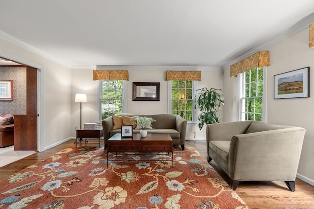 27 Bowker Dr, Sudbury, MA 01776 - living area featuring wood finished floors, crown molding, and baseboards