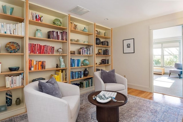 living area featuring light wood-type flooring