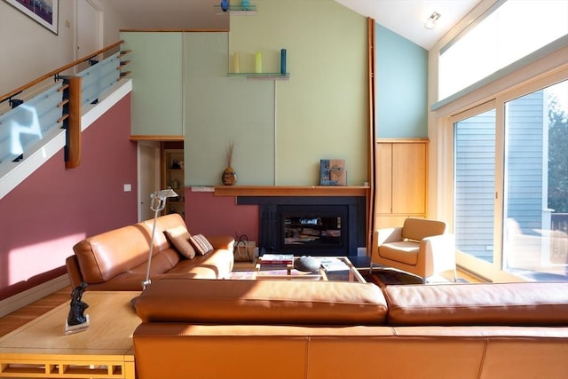 living room with hardwood / wood-style floors