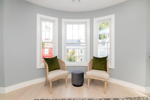 living area featuring light hardwood / wood-style flooring