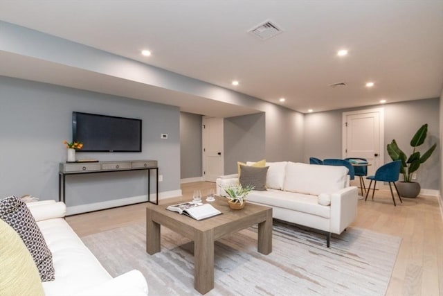 living room featuring light hardwood / wood-style floors