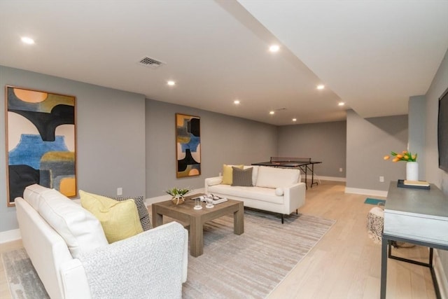 living room featuring light hardwood / wood-style flooring