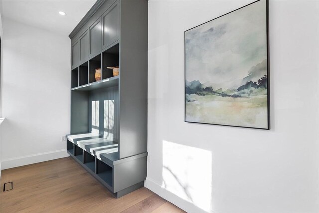 43 Wendell St Unit 0, Cambridge, MA 02138 - mudroom featuring baseboards, recessed lighting, and wood finished floors