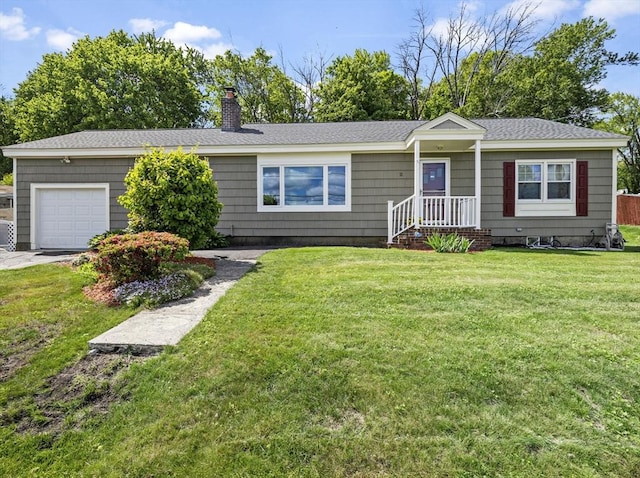 11 View St, Dracut, MA 01826 - ranch-style home featuring an attached garage, a chimney, and a front lawn