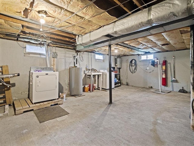 11 View St, Dracut, MA 01826 - basement featuring water heater, separate washer and dryer, and electric panel