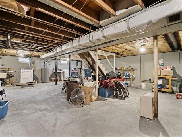 11 View St, Dracut, MA 01826 - unfinished basement featuring washing machine and dryer