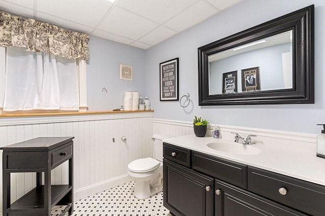 14 Cushman Lndg, Plympton, MA 02367 - bathroom with wainscoting, vanity, and a paneled ceiling