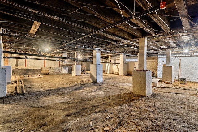view of unfinished below grade area