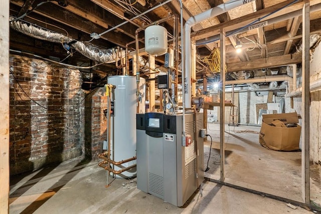 utilities with water heater and a heating unit