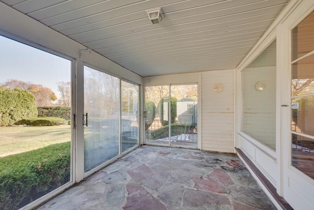 view of unfurnished sunroom