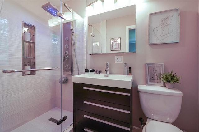 597 Fisher Rd, Dartmouth, MA 02747 - bathroom featuring toilet, a shower stall, and vanity