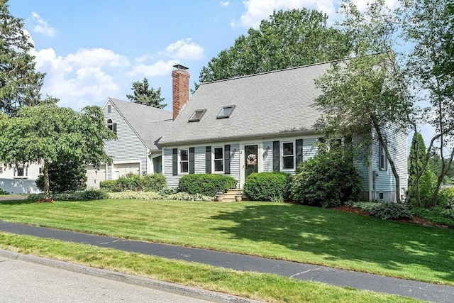 3 Sycamore Dr, Rutland, MA 01543 - cape cod home with a chimney, a front yard, a garage, and a shingled roof