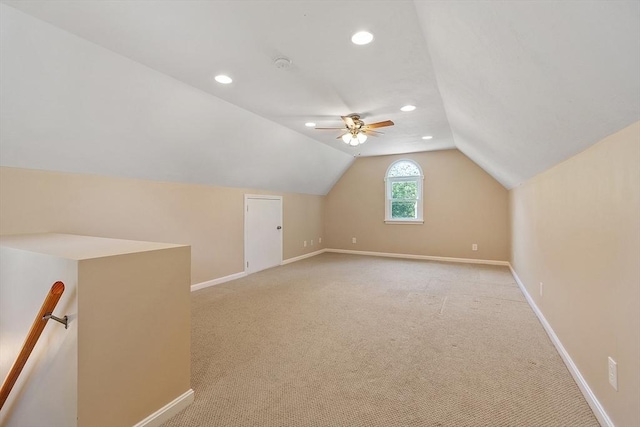 3 Sycamore Dr, Rutland, MA 01543 - additional living space with vaulted ceiling, recessed lighting, light carpet, and a ceiling fan