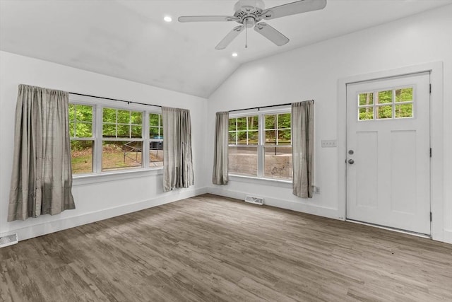 5 London Rd, Salem, NH 03079 - foyer entrance featuring recessed lighting, healthy amount of natural light, lofted ceiling, wood finished floors, and baseboards