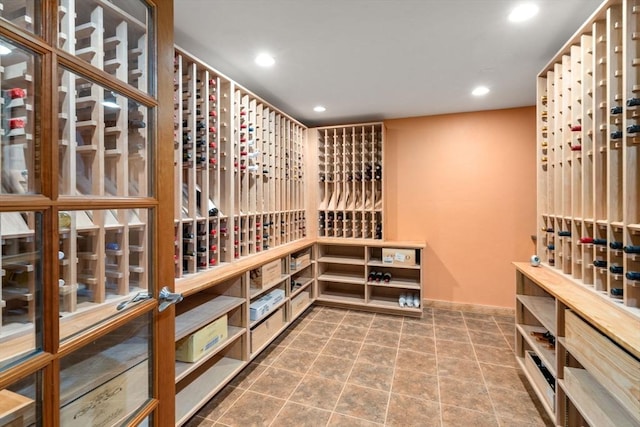 wine cellar featuring tile patterned floors