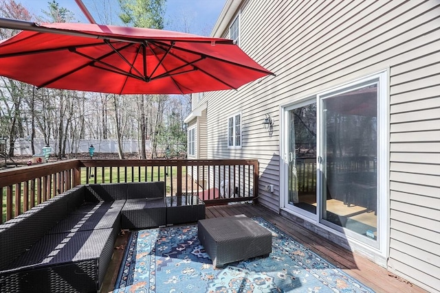 deck with an outdoor living space