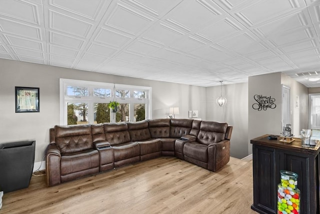 living room with light wood-type flooring