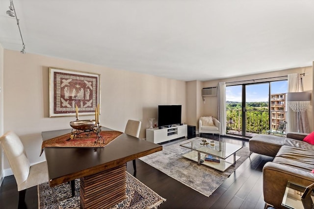 131 Coolidge Ave Unit 621, Watertown, MA 02472 - living area featuring a wall unit AC and wood finished floors