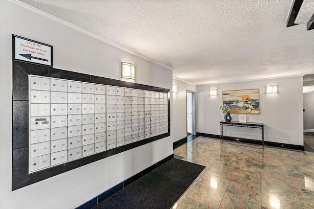 131 Coolidge Ave Unit 621, Watertown, MA 02472 - surrounding community with crown molding, mail area, and a textured ceiling