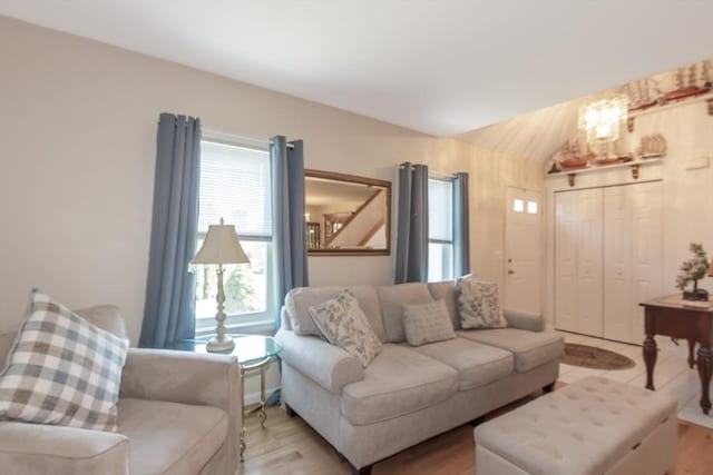 living room with light wood-style flooring