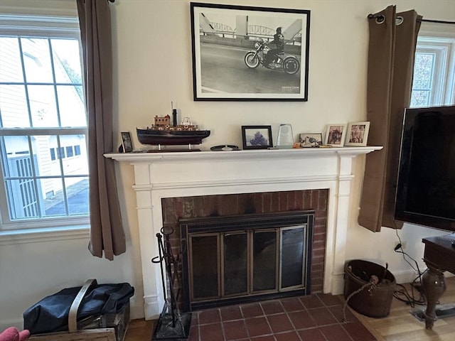 room details with a fireplace
