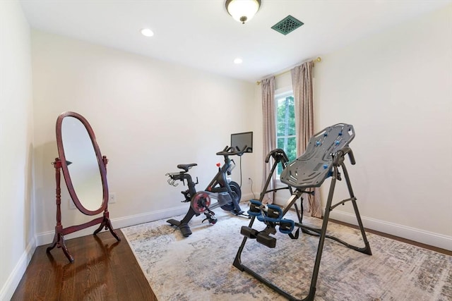 50 Elm St, Plympton, MA 02367 - workout room featuring wood finished floors, baseboards, and recessed lighting
