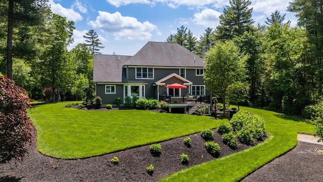 50 Elm St, Plympton, MA 02367 - back of house with a deck, a yard, and stairs