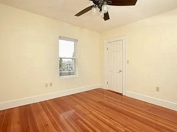 8 Hall Ave Unit 2, Braintree, MA 02184 - empty room with baseboards, a ceiling fan, and wood finished floors