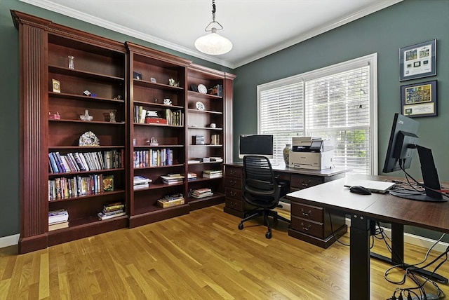 26 Waterville Ln, Shrewsbury, MA 01545 - home office featuring light wood-style flooring and crown molding