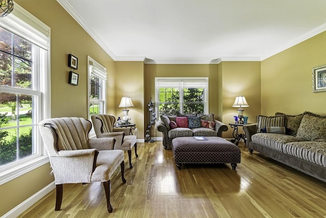 26 Waterville Ln, Shrewsbury, MA 01545 - living area featuring crown molding, wood finished floors, plenty of natural light, and baseboards