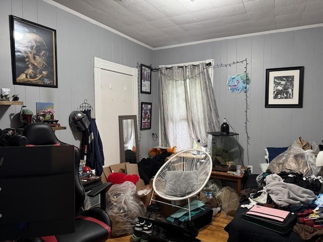 348 Fairmount St, Fitchburg, MA 01420 - bedroom featuring crown molding, wood finished floors, and an office area