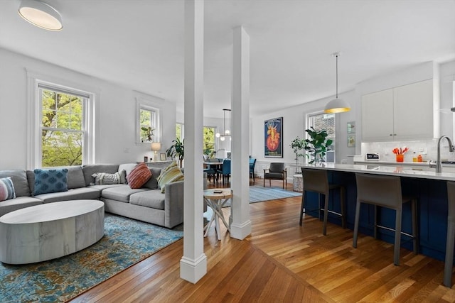 living room with light wood finished floors