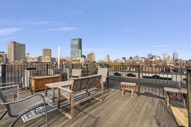 deck with a city view