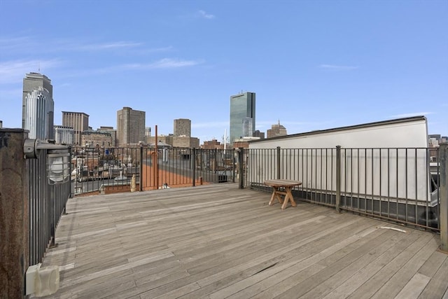 deck featuring a view of city