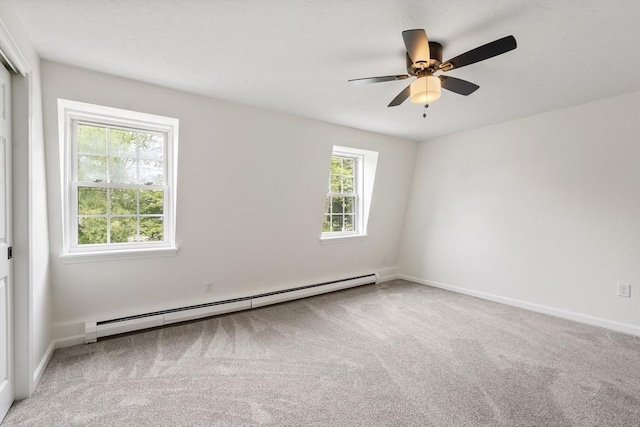 20 Washington St Unit 15, Easton, MA 02356 - unfurnished room featuring a baseboard radiator, carpet flooring, a ceiling fan, and baseboards