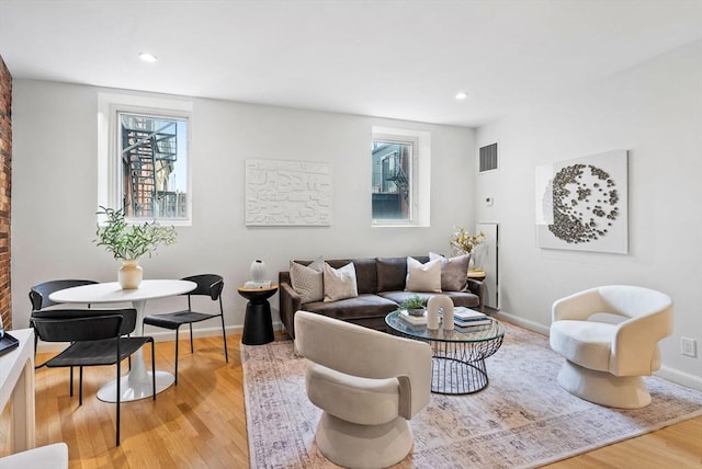 living room with hardwood / wood-style floors