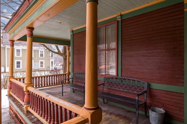 deck featuring covered porch