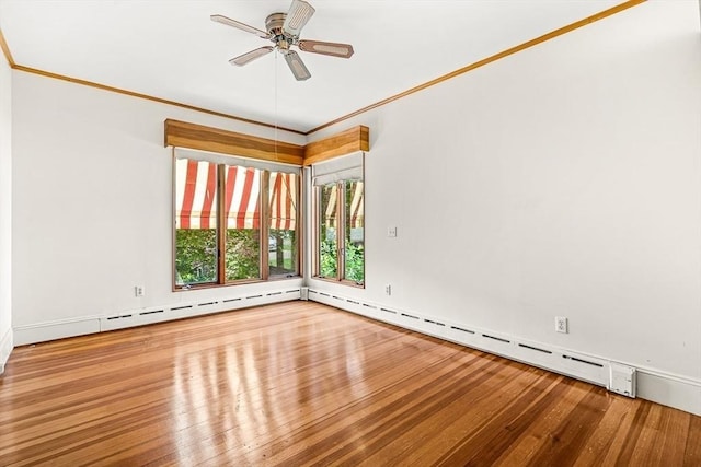 68 Barnard Ave, Watertown, MA 02472 - spare room featuring wood finished floors, a ceiling fan, and crown molding