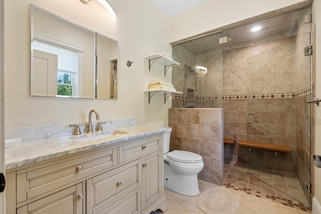 19 Hardscrabble Rd, Sterling, MA 01564 - full bath with vanity, tile patterned flooring, and a shower stall