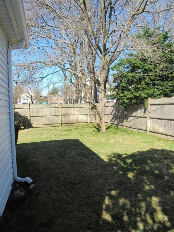 view of yard featuring a fenced backyard