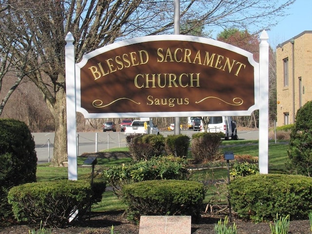 view of community sign