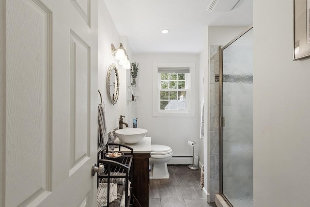 40 Abbott Ln, Chelmsford, MA 01824 - full bath featuring baseboard heating, a stall shower, and vanity
