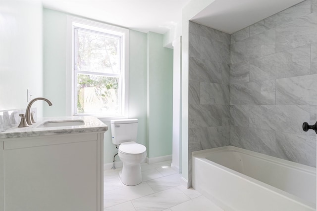 bathroom featuring tile patterned floors, vanity, and toilet