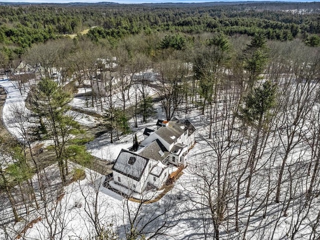 bird's eye view featuring a forest view