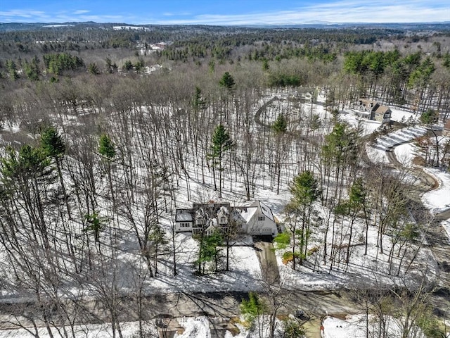 aerial view featuring a forest view