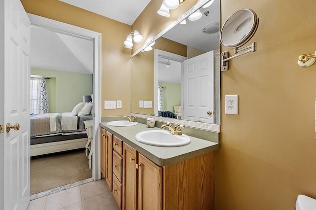 bathroom with vanity and tile patterned floors