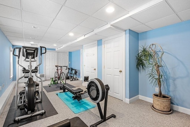 exercise room with carpet